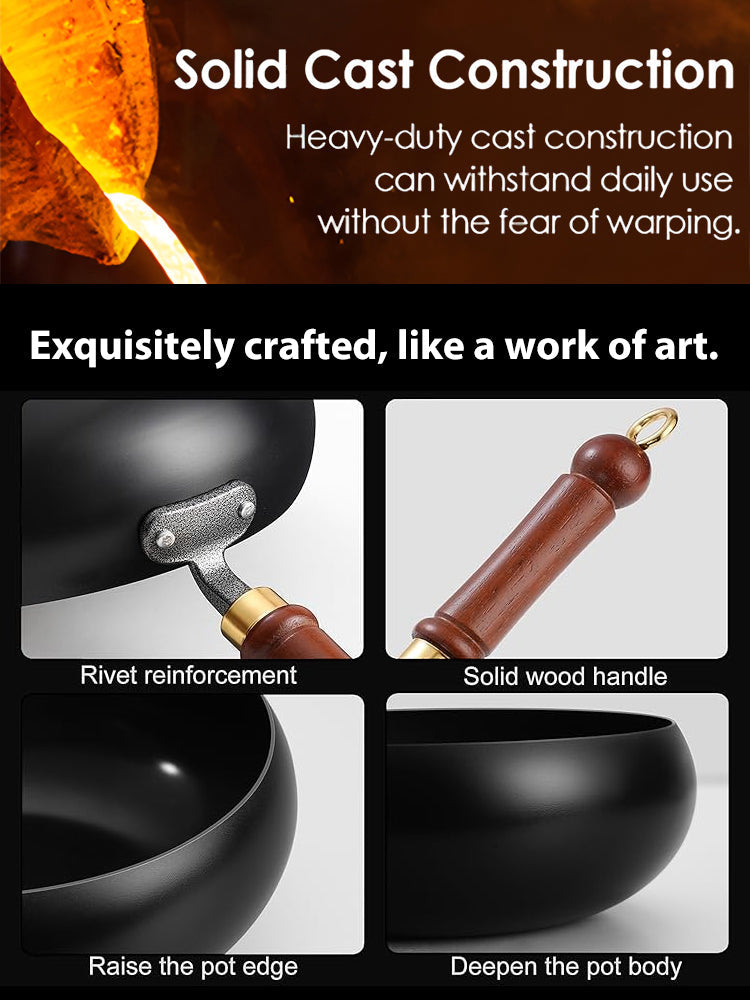 【Japanese Handcrafted 🛡️ with lid】Heirloom Quality Iron Wok 🇯🇵 | 100% PFOS Free Zero Coating | Lifetime Durable 🍳🪶