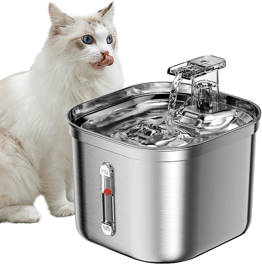 Cat Drinking Fountain - Automatic Stainless Steel Pet Water Dispenser with Ultra Quiet Pump