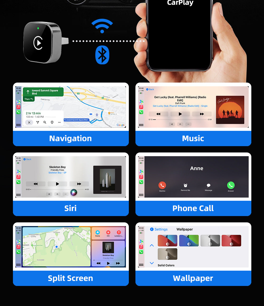 Mini Cube 3.0 Adattatore Wireless per CarPlay e Android Auto
