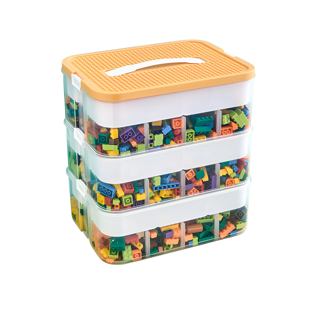 Household building block storage box layered stackable Lego storage box children's toy parts desktop
