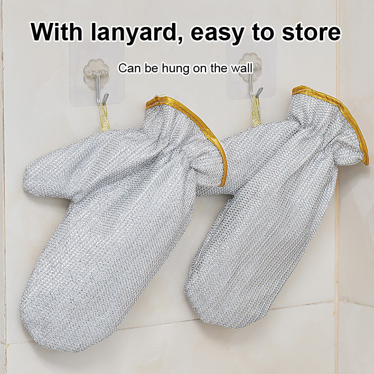 Waterproof and oil-proof dishwashing steel wool gloves