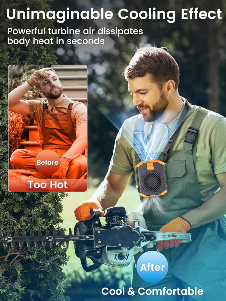Hang it on your waist, and even when the temperature reaches forty degrees, you can feel a sixteen-degree air conditioning breeze. 🌟 Equipped with an AI intelligent cooling chip. Reduces body temperature by 16 degrees within 3 seconds. 🌟