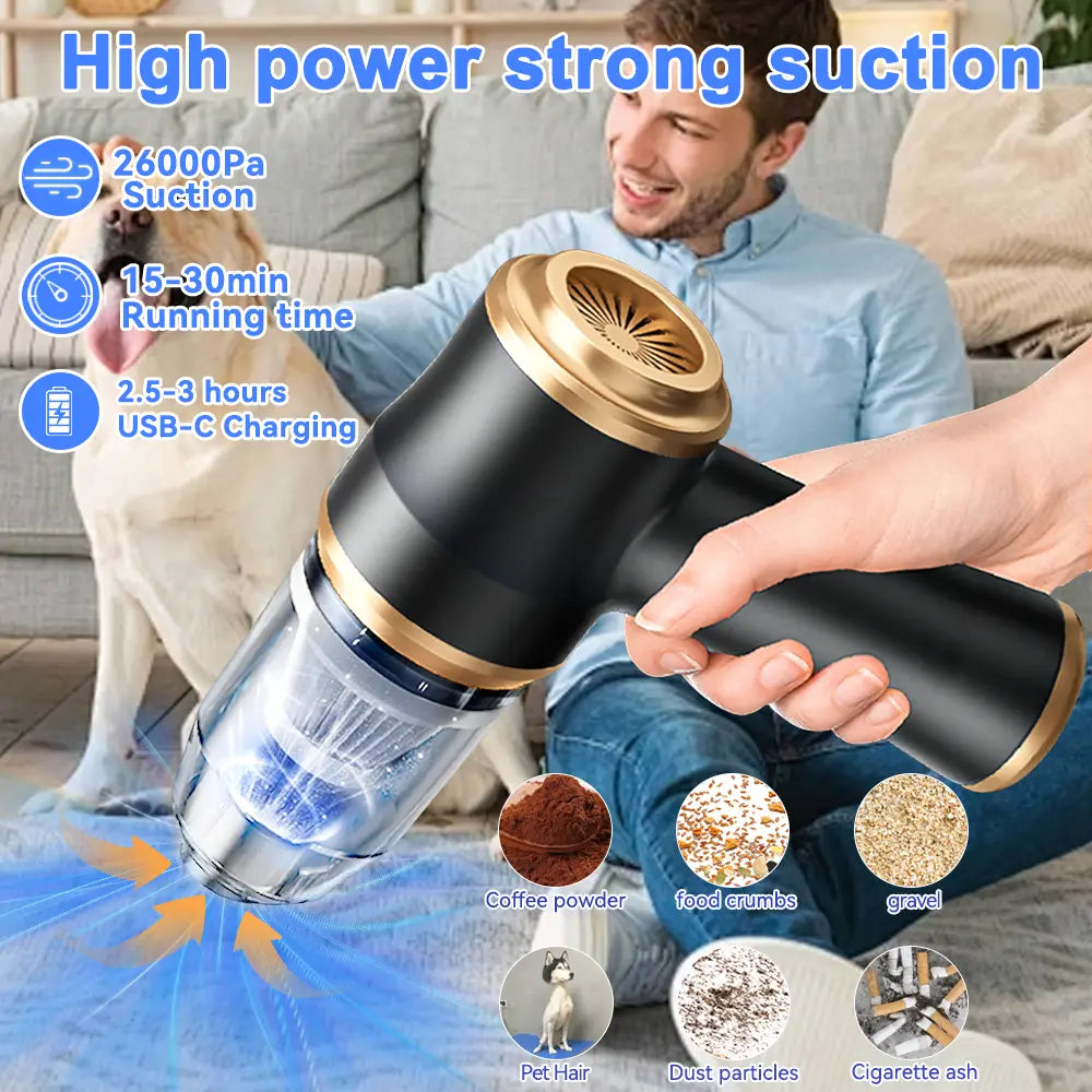 Handheld Car Vacuum Cleaner, 1900OPa VacuumCleaner and Air Gun, 120W High-Power Wireless HandheldCar Vacuum Cleaner, equipped with two filters and multiplenozzles,suitable for cars, homes, offices, and pets.
