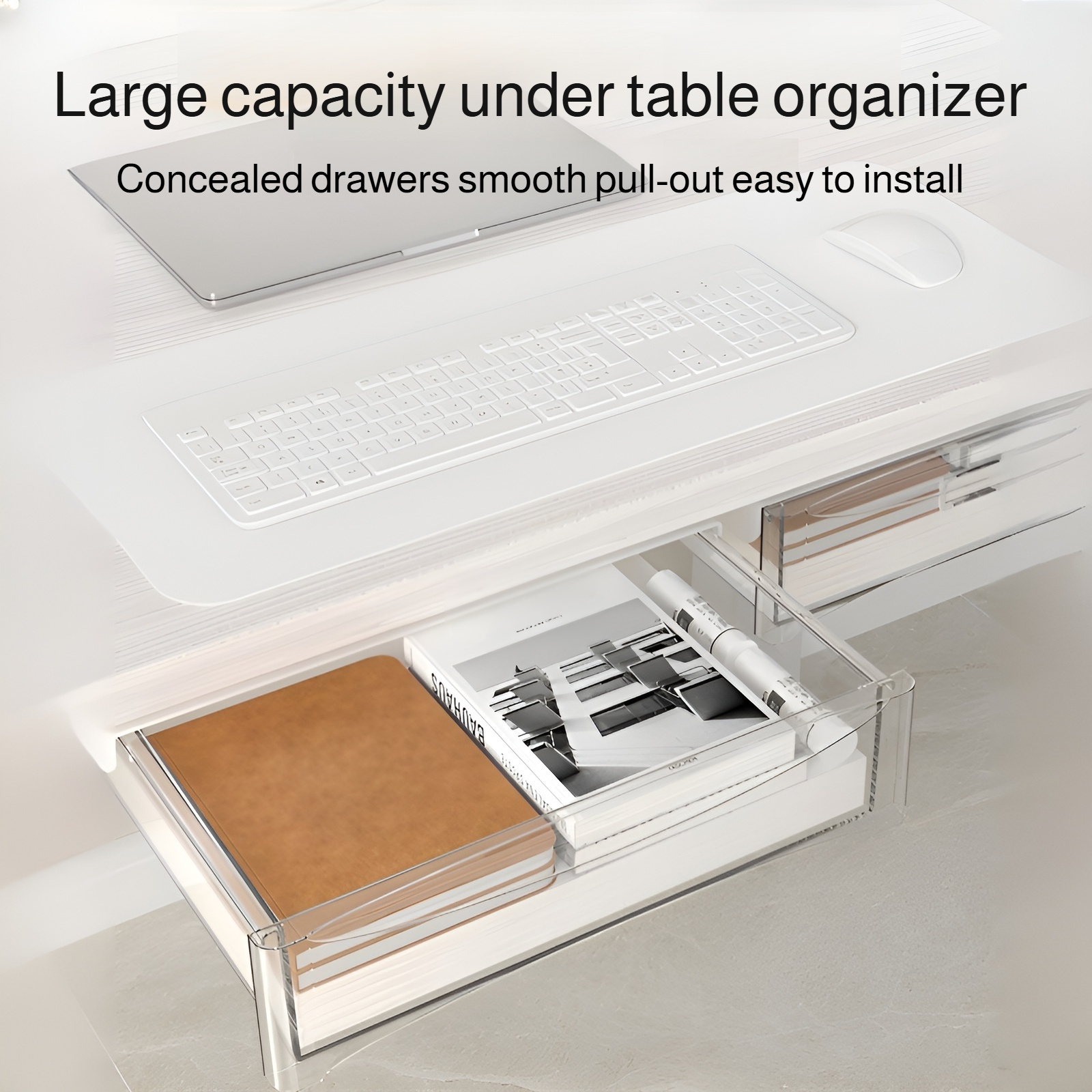 No-Drill Under-Desk Storage Drawer