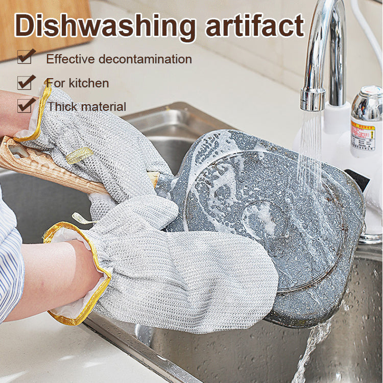 Waterproof and oil-proof dishwashing steel wool gloves