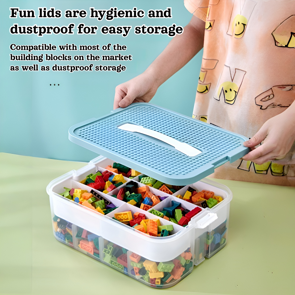 Household building block storage box layered stackable Lego storage box children's toy parts desktop