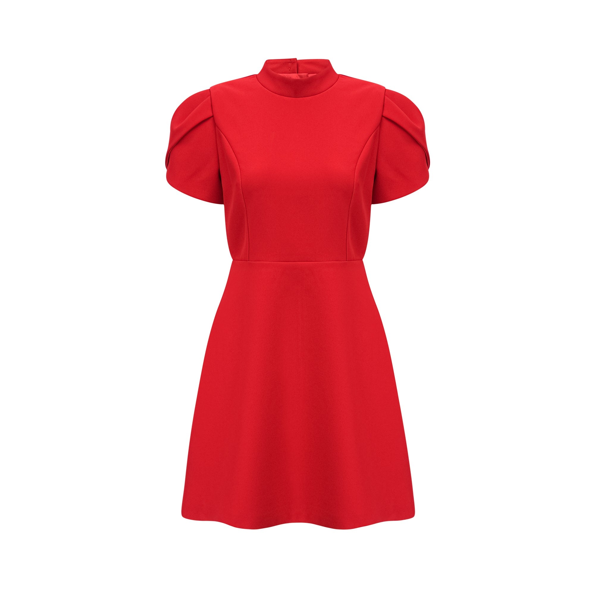 Anna red petal-sleeve cut-out bow mini dress