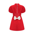 Anna red petal-sleeve cut-out bow mini dress