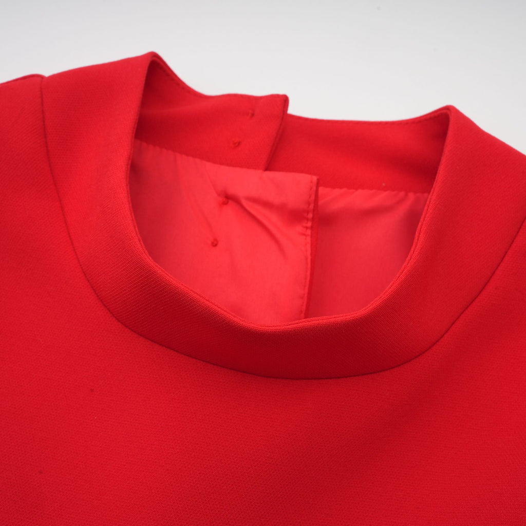 Anna red petal-sleeve cut-out bow mini dress