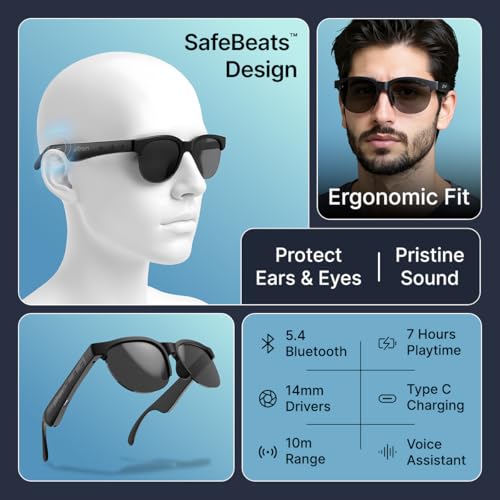 Smart Sunglasses Bluetooth Sunglasses with Built-in Speakers and Microphone