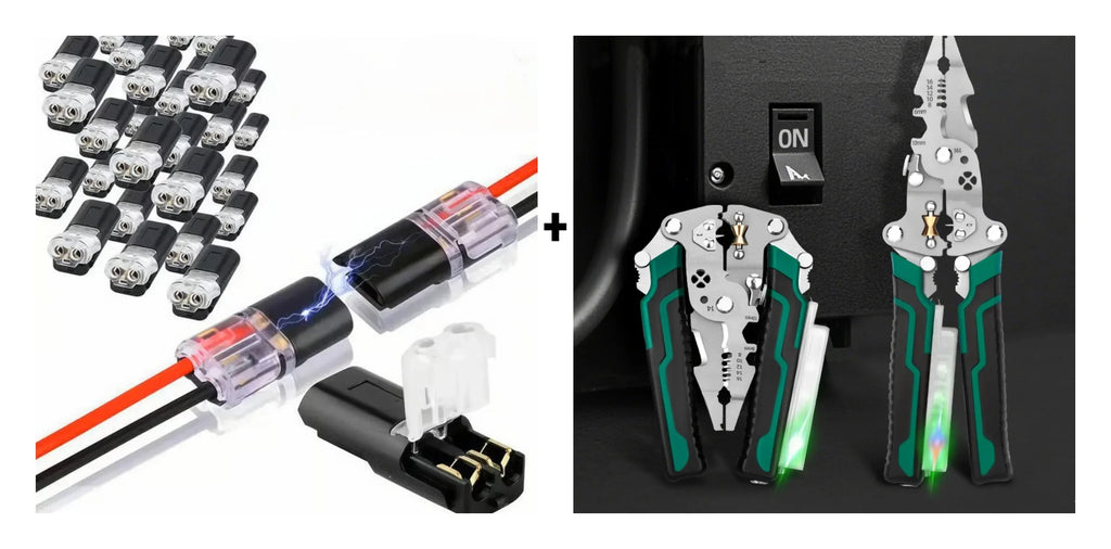 Double plug connector with locking latch