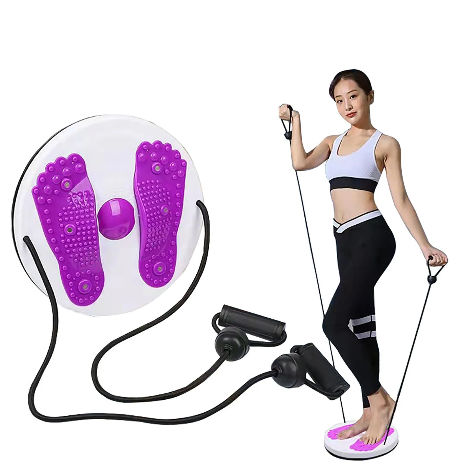 Fitness & Yoga Waist Twisting Disc Massage for Core Shaping with Pull Rope -Function Twister Board for Waist and Foot Massage
