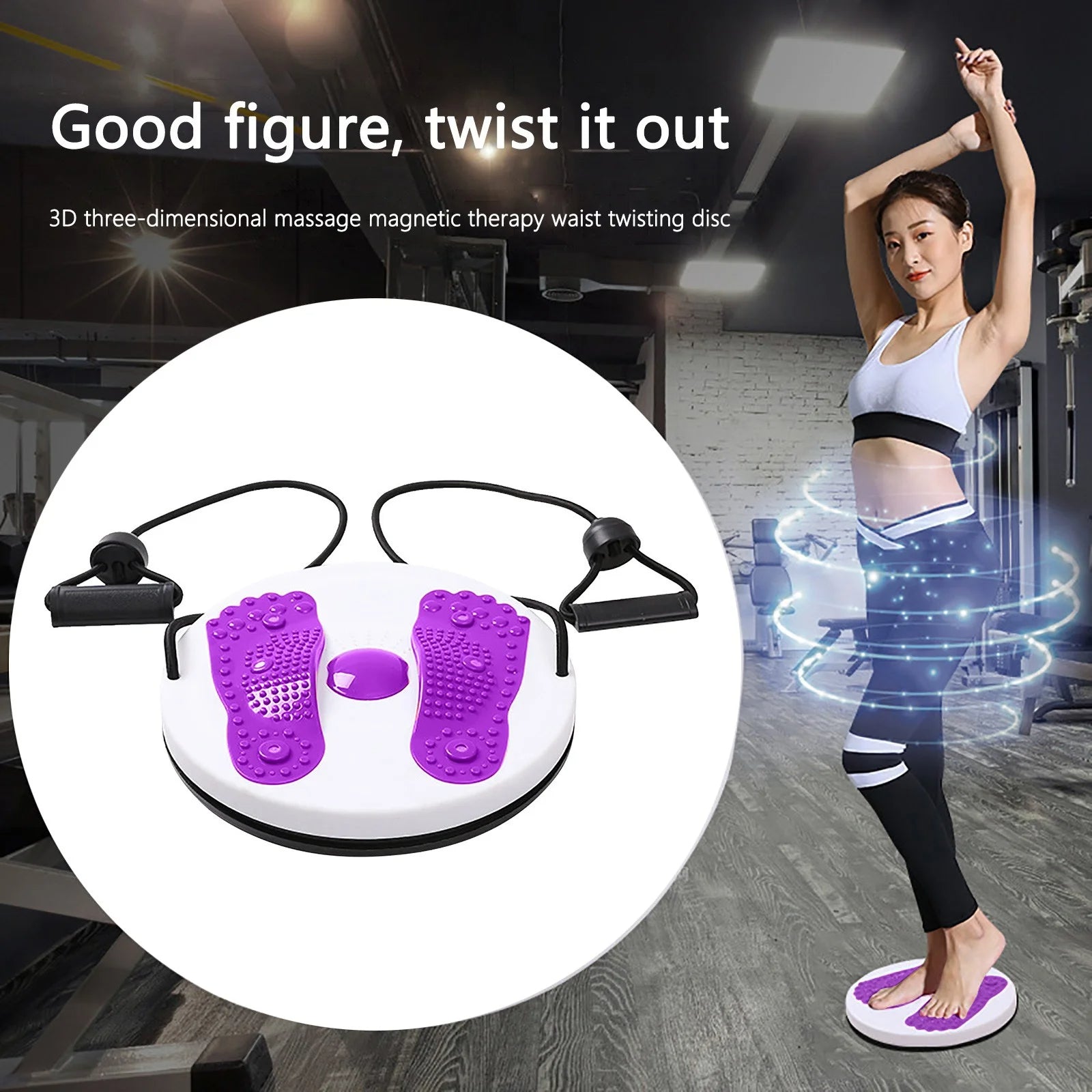 Fitness & Yoga Waist Twisting Disc Massage for Core Shaping with Pull Rope -Function Twister Board for Waist and Foot Massage