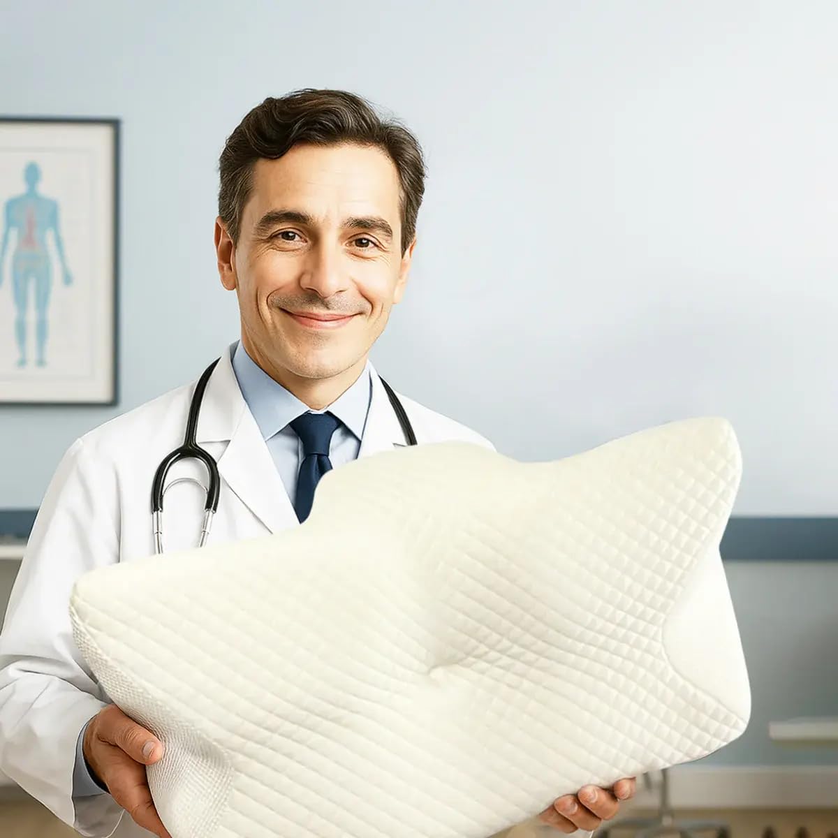 Memory Foam Orthopedic Neck and Back Pain Cervical Pillow with Pillow Case Included