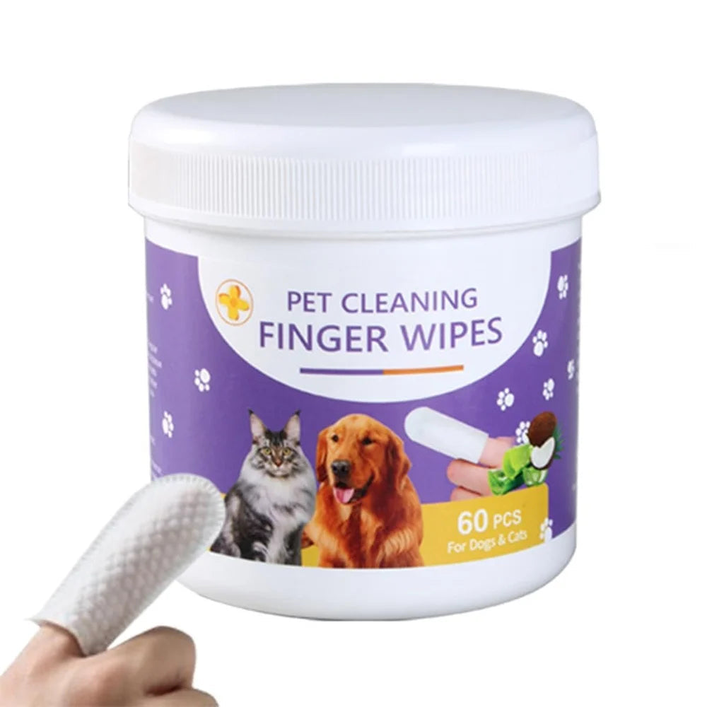 Pet Dental Finger Wipes for Dogs and Cats, 50 Count, Teeth Cleaning and Plaque Control