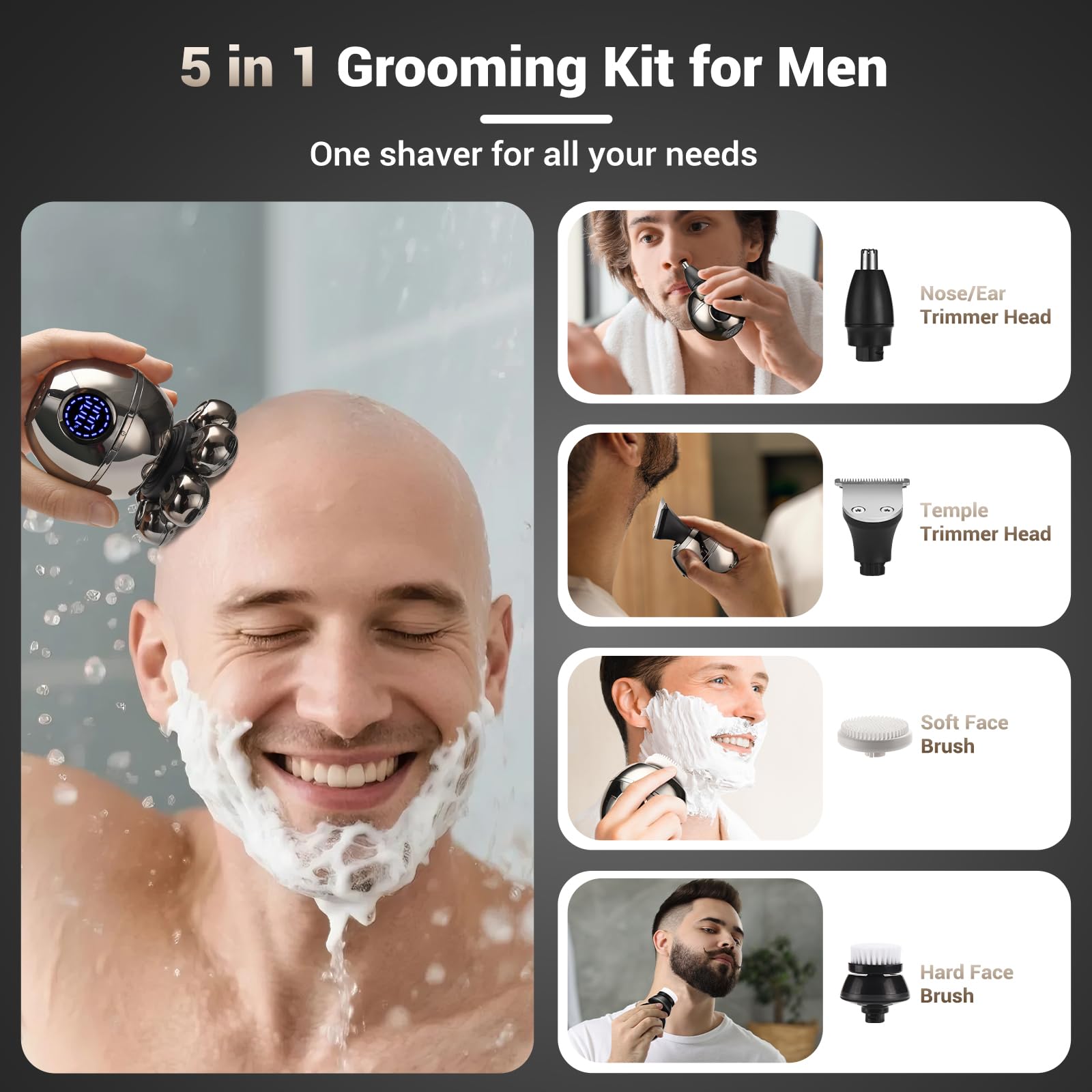 Rechargeable Wet/Dry Use Electric Razor Head &amp; Body Hair Shavers