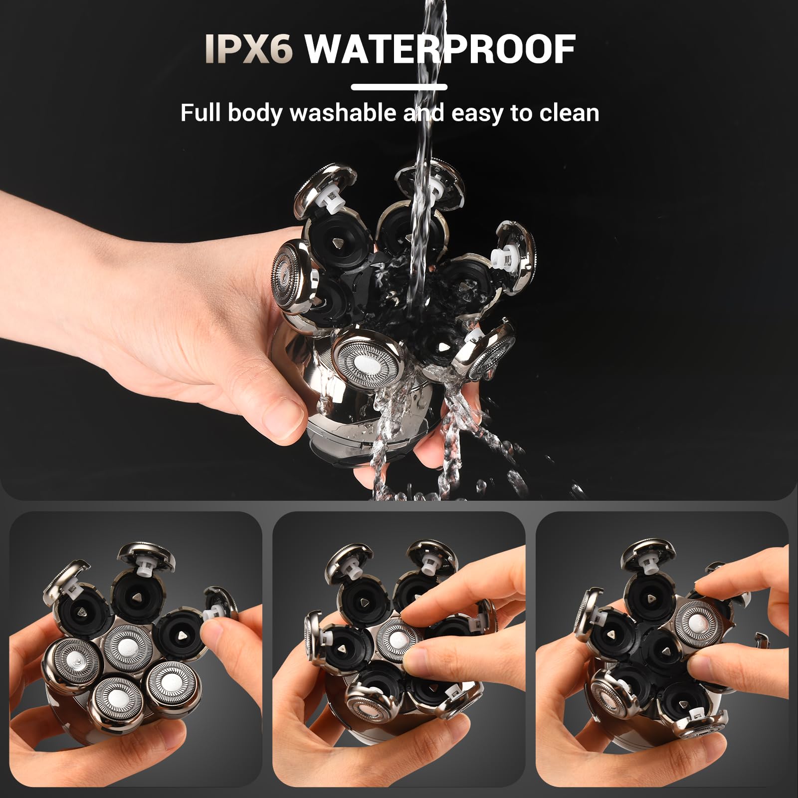 Rechargeable Wet/Dry Use Electric Razor Head &amp; Body Hair Shavers