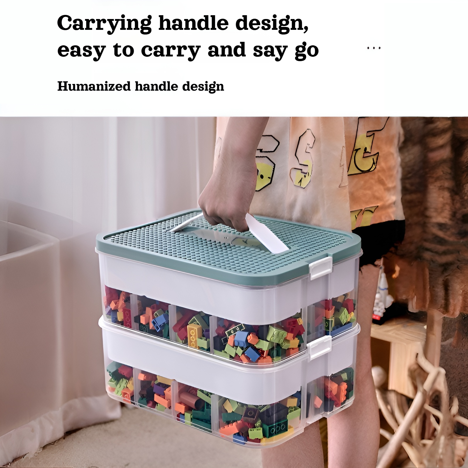 Household building block storage box layered stackable Lego storage box children's toy parts desktop