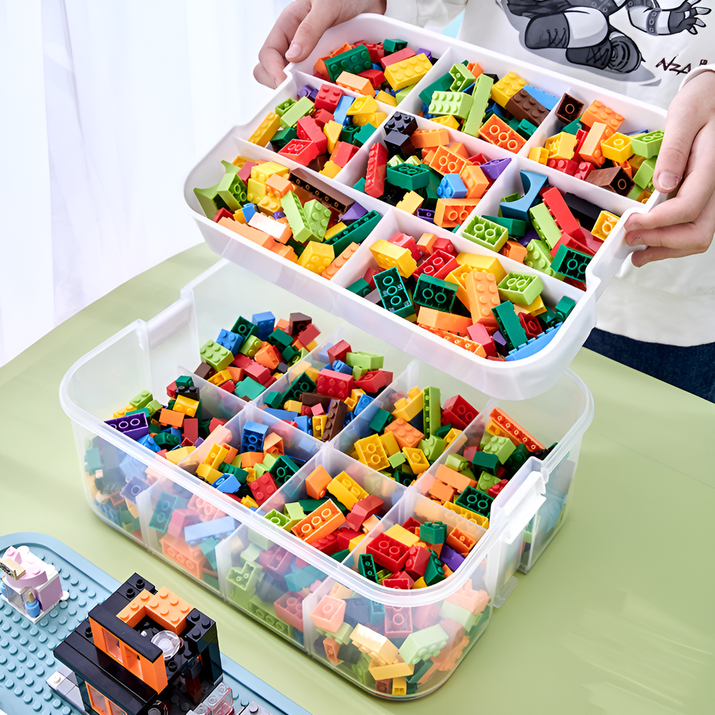 Household building block storage box layered stackable Lego storage box children's toy parts desktop