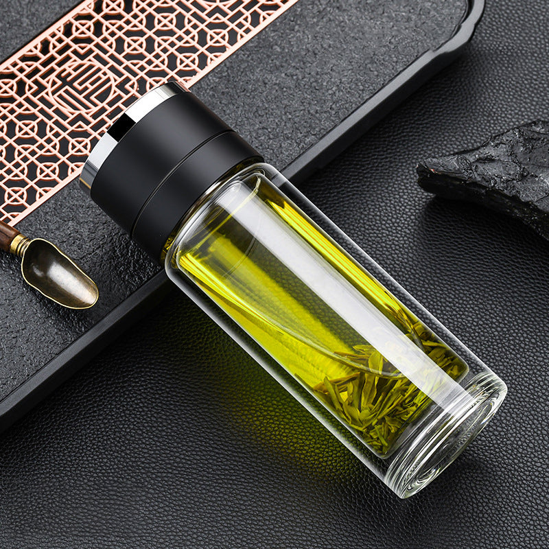 Glass tea bottle with tea infuser