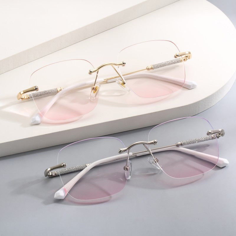 Frameless trimmed reading glasses