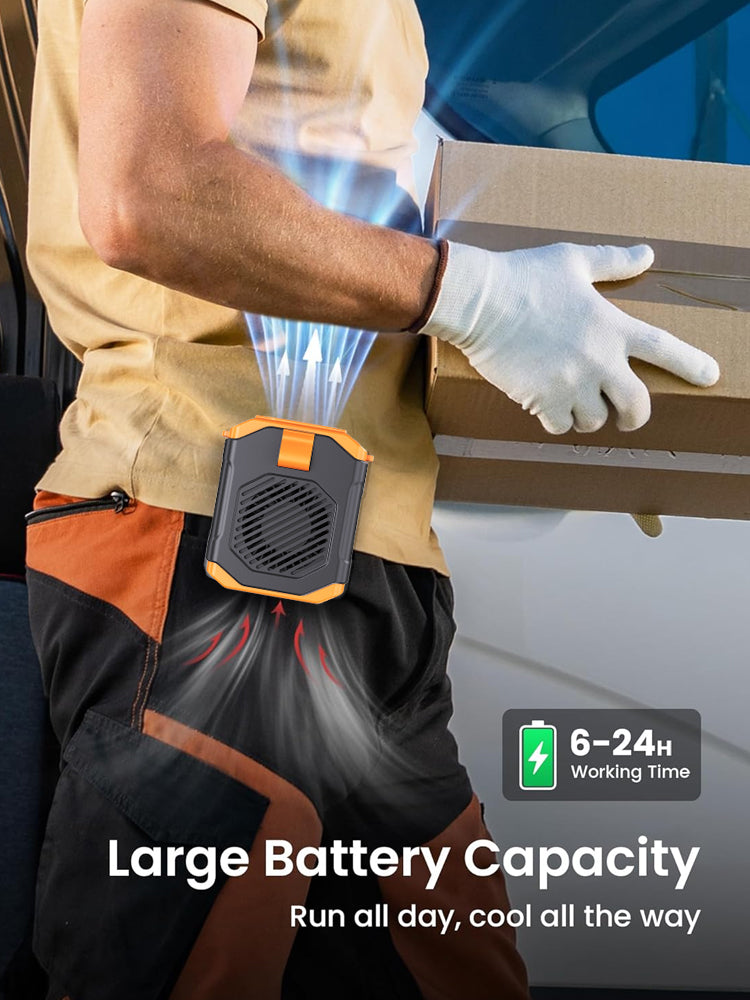 Hang it on your waist, and even when the temperature reaches forty degrees, you can feel a sixteen-degree air conditioning breeze. 🌟 Equipped with an AI intelligent cooling chip. Reduces body temperature by 16 degrees within 3 seconds. 🌟