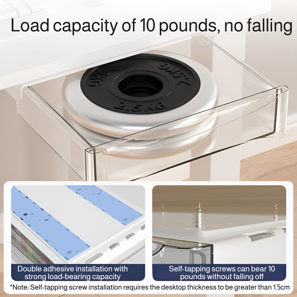 No-Drill Under-Desk Storage Drawer