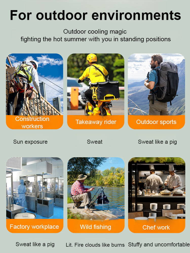 Hang it on your waist, and even when the temperature reaches forty degrees, you can feel a sixteen-degree air conditioning breeze. 🌟 Equipped with an AI intelligent cooling chip. Reduces body temperature by 16 degrees within 3 seconds. 🌟