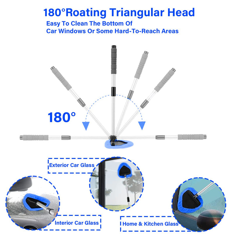 Car windshield cleaning tool kit – extendable and 180° swivel