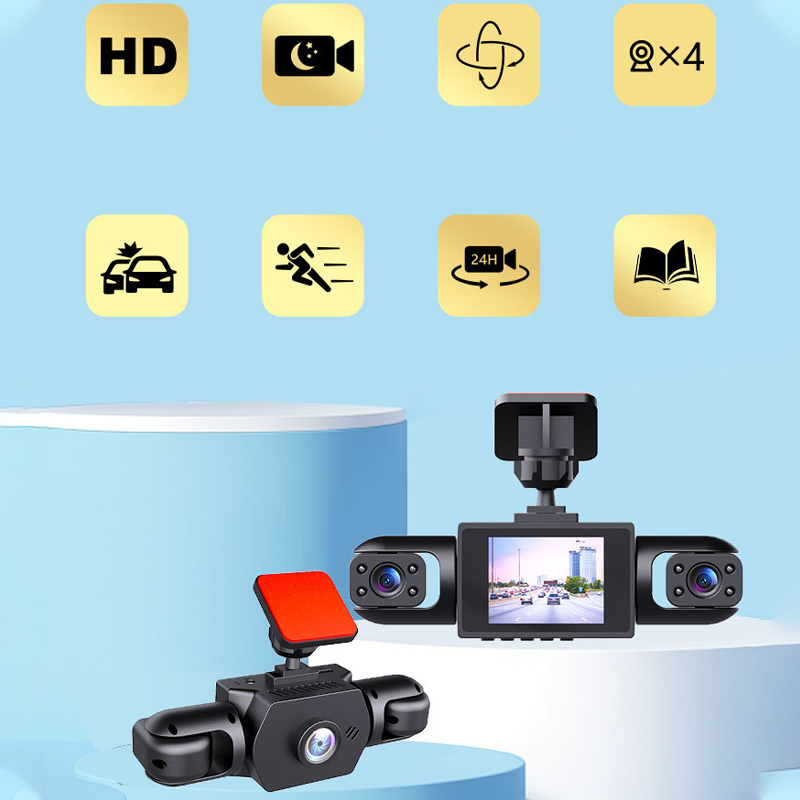 Car Dashcam with 4 Cameras and 360° Surround View