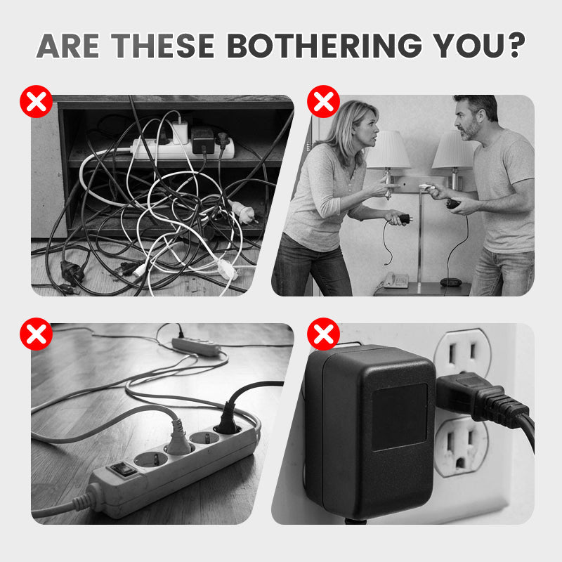 EU-4 Socket, Multi-Port Wall Socket with Independent Switch and Small Night Light Adapter