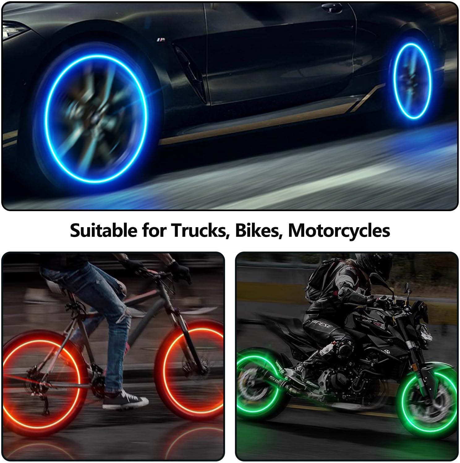 Illuminated valve caps for night drivers