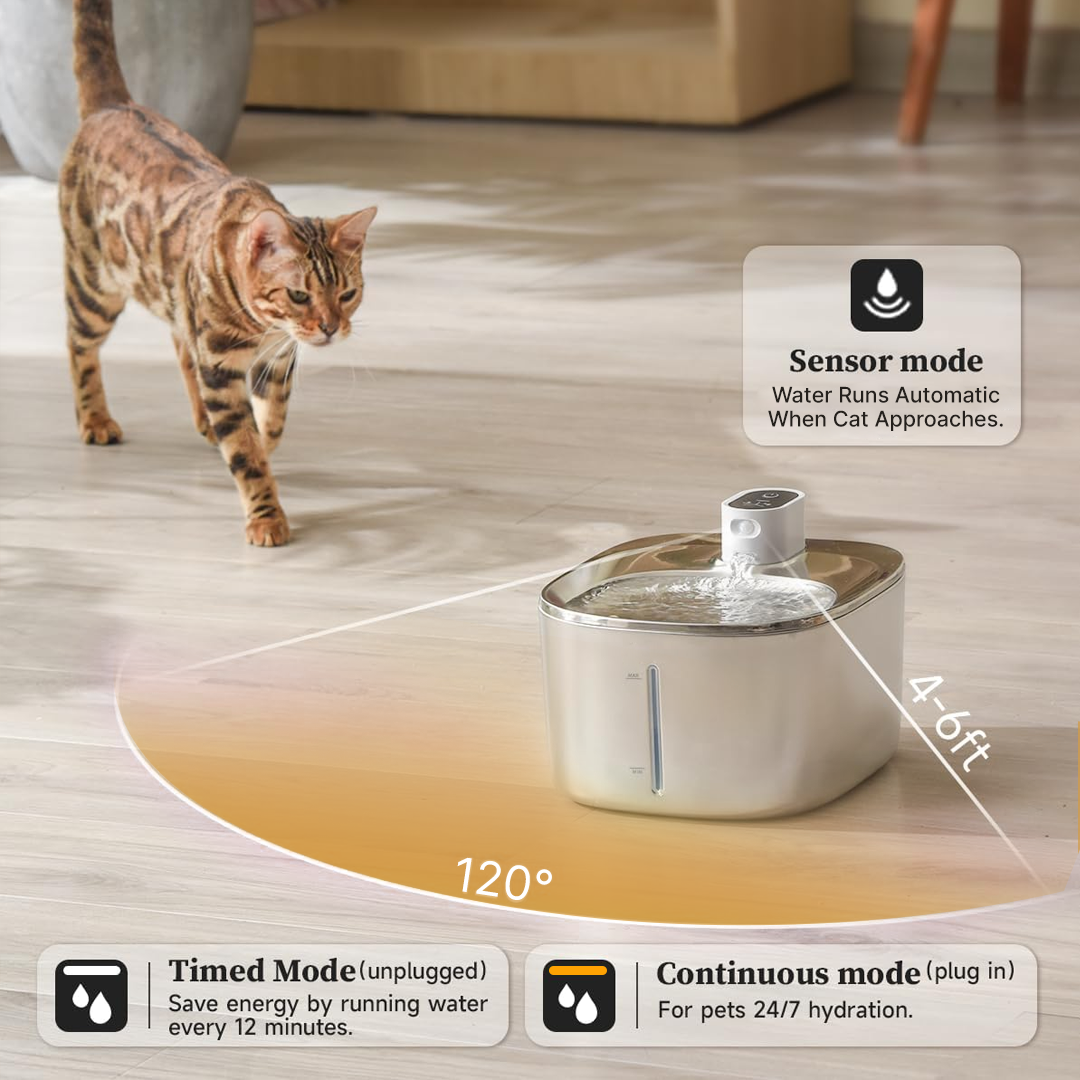 Cat Drinking Fountain - Automatic Stainless Steel Pet Water Dispenser with Ultra Quiet Pump